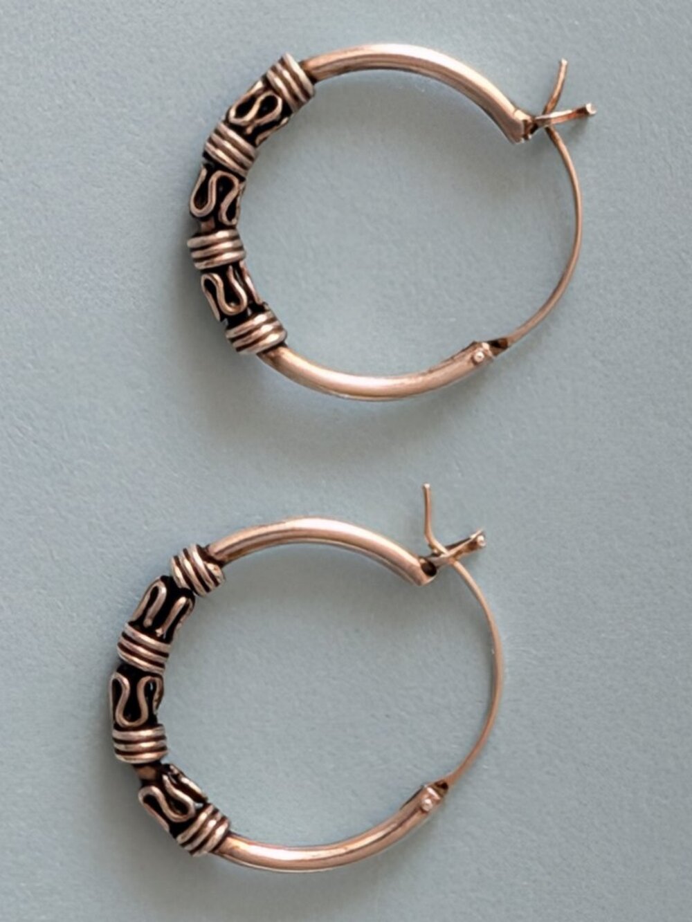 925 Sterling Silver Bali hoop earrings